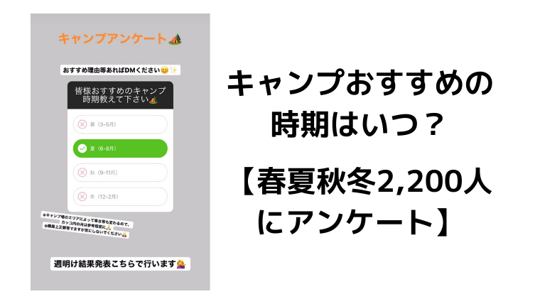 キャンプおすすめの時期はいつ？【春夏秋冬2,200人にアンケート】