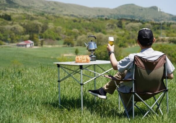 キャンプでビール